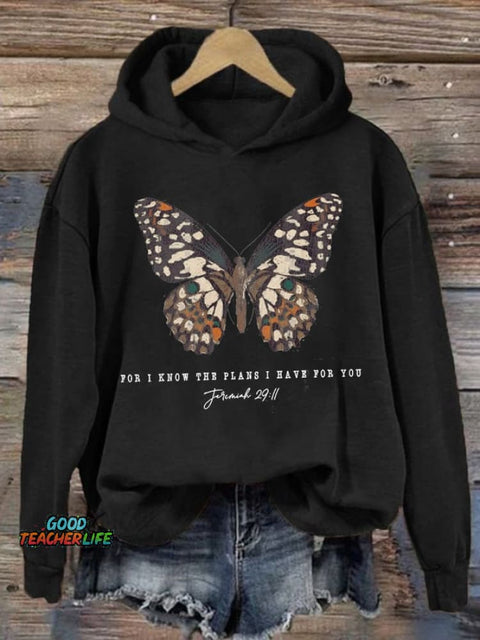 Women's Casual Jeremiah 29 11, For I Know the Plans I Have For You Print Hoodie Long Sleeve Sweatshirt