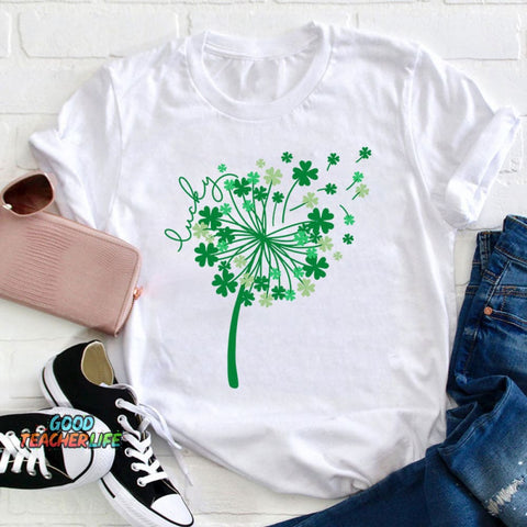 St Patricks Day Dandelion Teacher T-Shirt
