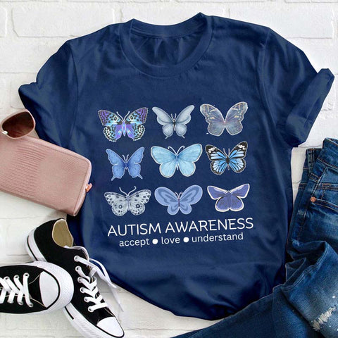 Autism Awareness Butterfly Teacher T-Shirt