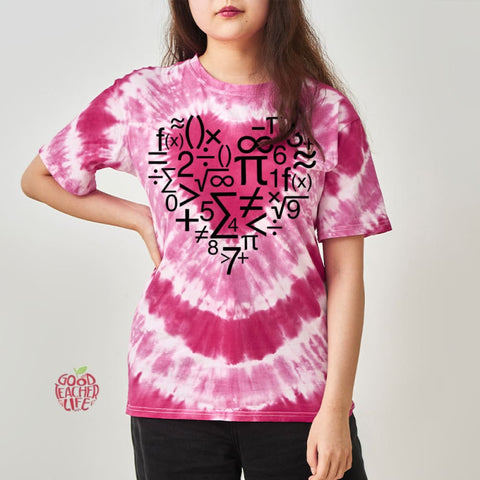 Math Heart Teacher Tie-dye T-Shirt