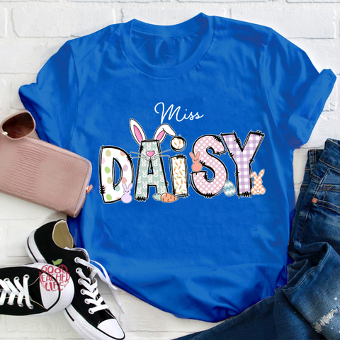 Personalized Name Cute Easter Bunny Teacher T-Shirt