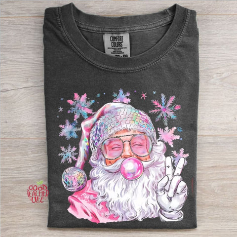 Retro Peace Bubble Blowing Santa T-shirt