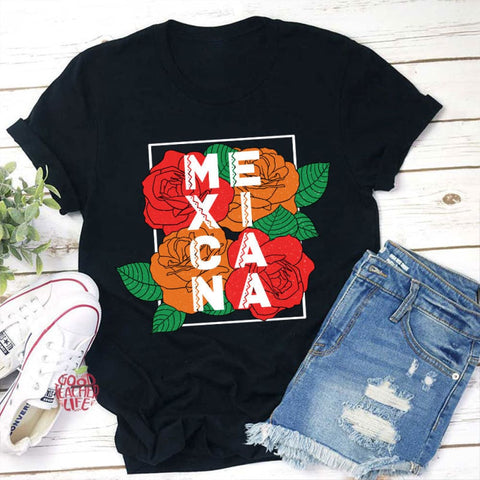 Rose Flower Mexicana Teacher T-Shirt