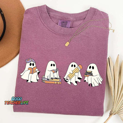 Cute Halloween Ghost Book T-Shirt
