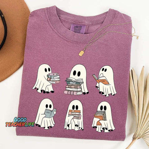 Ghost Reading Books Librarian T-Shirt