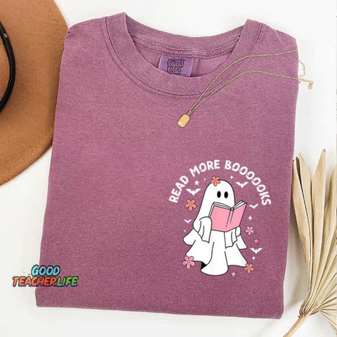Ghost Reading Books Bookish Halloween T-Shirt