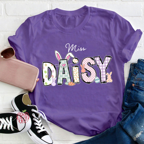 Personalized Name Cute Easter Bunny Teacher T-Shirt