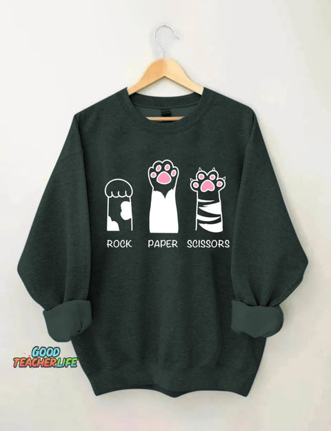 Rock Paper Scissors Cat Sweatshirt