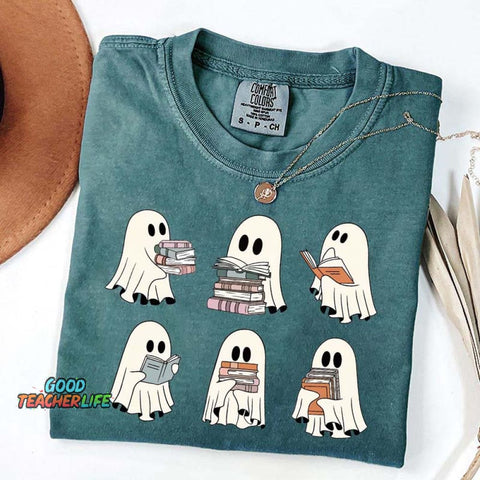 Ghost Reading Books Librarian T-Shirt