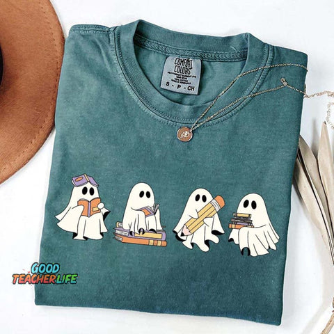 Cute Halloween Ghost Book T-Shirt