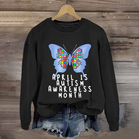 April is Autism Awareness Month with Blue Butterfly Sweatshirt