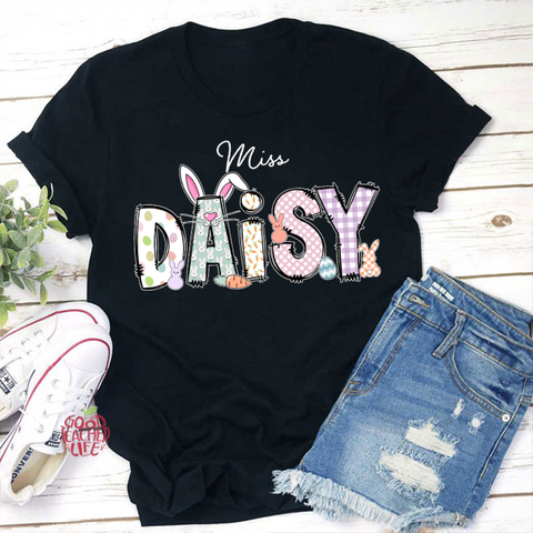 Personalized Name Cute Easter Bunny Teacher T-Shirt