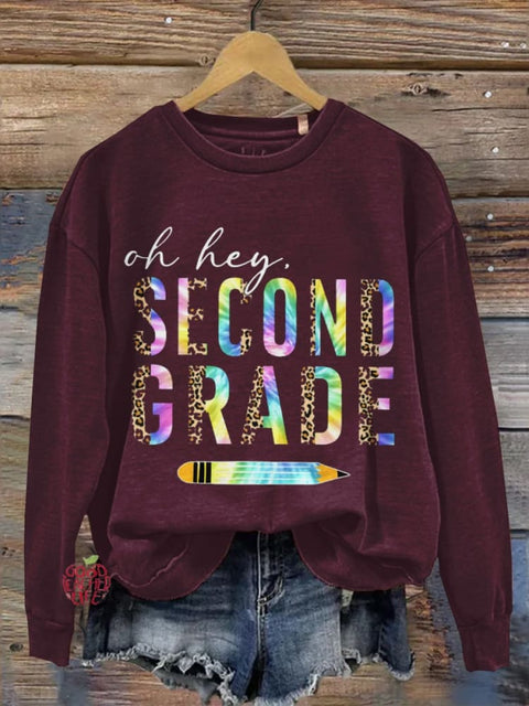 Women's Third Grade Teacher Print Casual Long Sleeve Sweatshirt