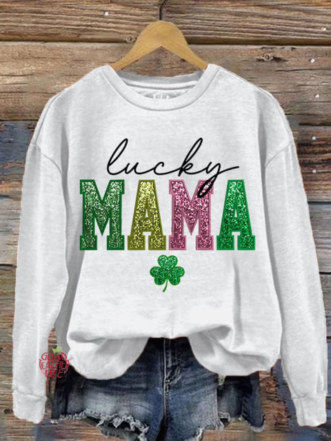 Women's St. Patrick's Day Luck MAMA Printed Sweatshirt