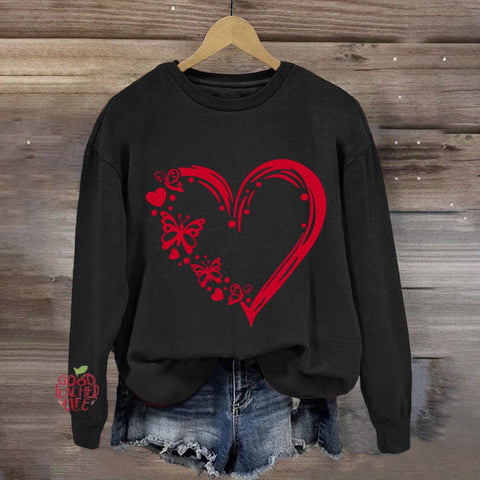 Valentine Heart with Butterfly Sweatshirt