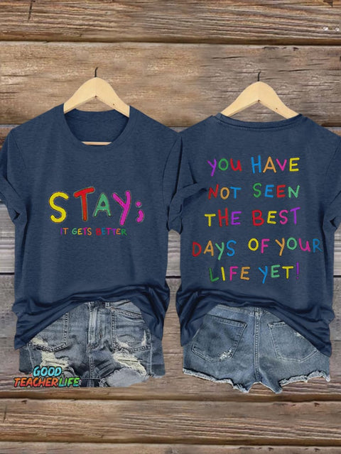 Mental Health Awareness Print Casual Short Sleeve T-Shirt