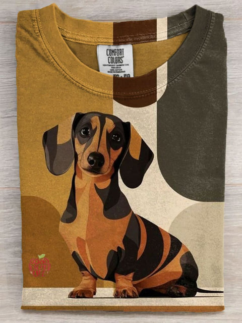 Abstrct Dachshund Dog Lover Art Print Casaul Short Sleeve T-shirt