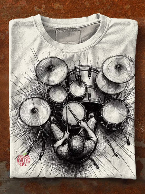 Drum kit Art Print Casaul Short Sleeve T-shirt