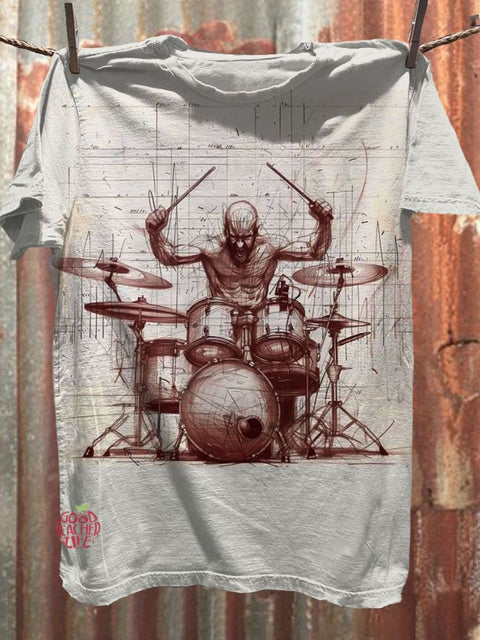 Play the drums Art Print Casaul Short Sleeve T-shirt