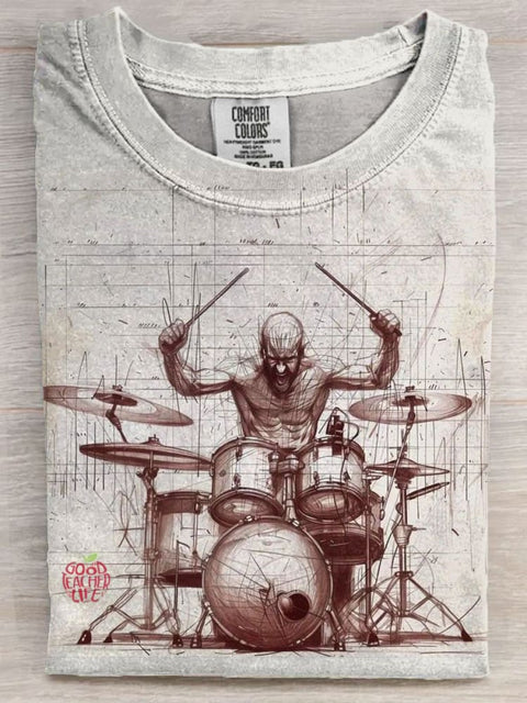 Play the drums Art Print Casaul Short Sleeve T-shirt