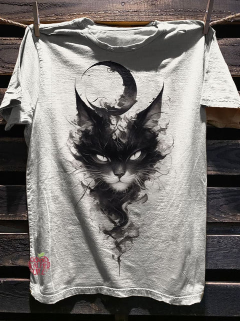 Cat Art Print Casual Short Sleeve T-shirt