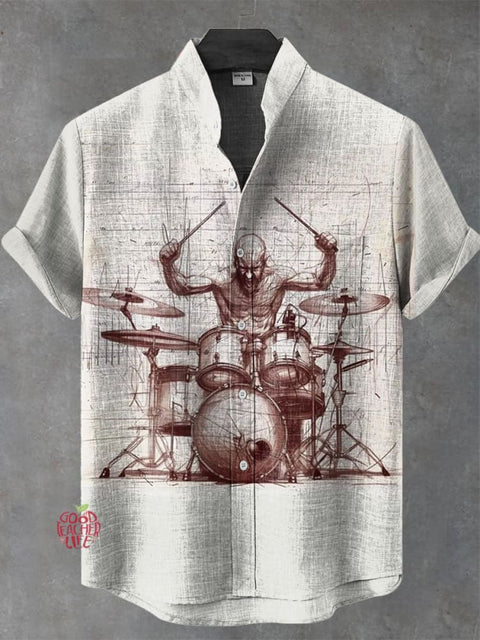 Play the drums Art Print Casual 100% Cotton Shirt