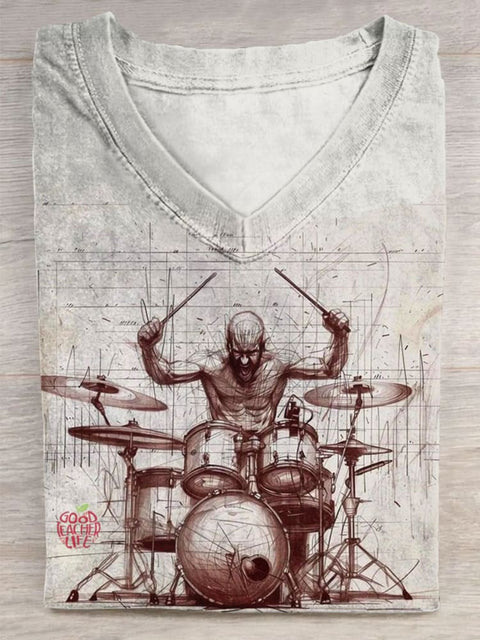 Play the drums Art Print V-neck Casual T-Shirt