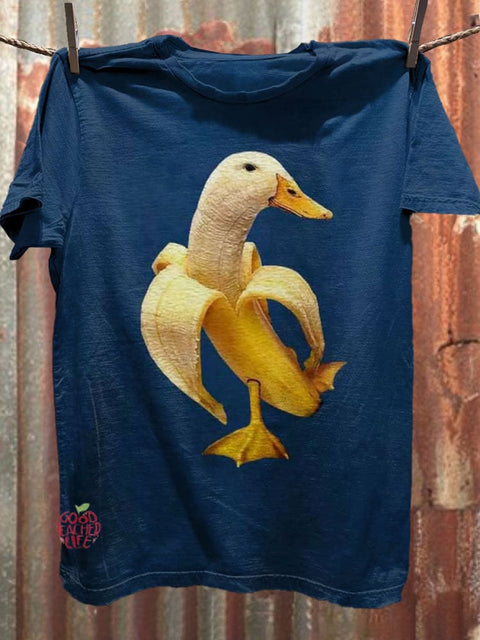 Funny Banane Duck Art Casaul Short Sleeve T-shirt