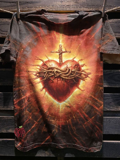 Sacred Heart Of Jesus Art Print Casaul Short Sleeve T-shirt