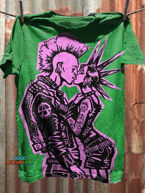 Punk Art Print Casaul Short Sleeve T-shirt
