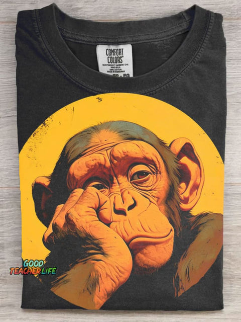 Dissapointed monkey Art Print Casaul Short Sleeve T-shirt
