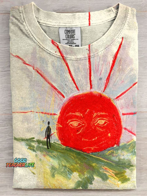Sunshine hand-painted Art Print Casaul Short Sleeve T-shirt