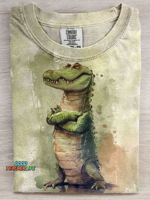 Funny Crocodiles Art Casaul Short Sleeve T-shirt