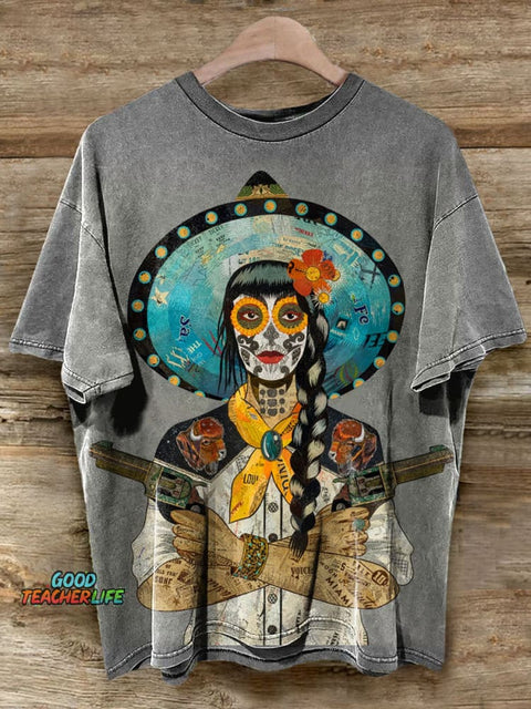 Cow Girl Art Casaul Short Sleeve T-shirt