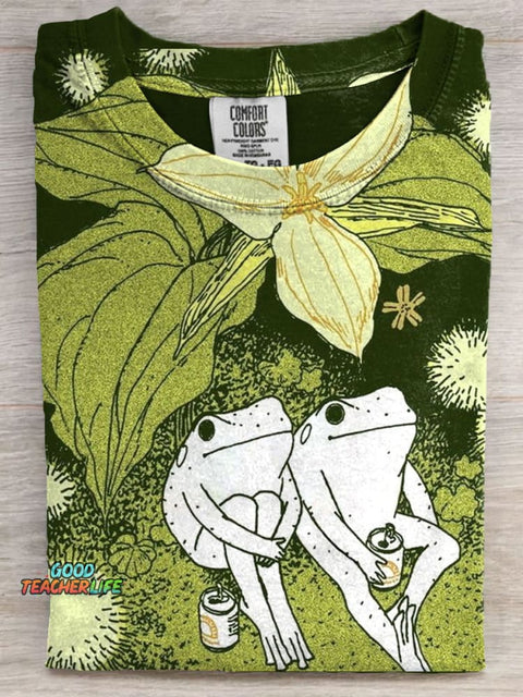 Cute Frog Art Casaul Short Sleeve T-shirt