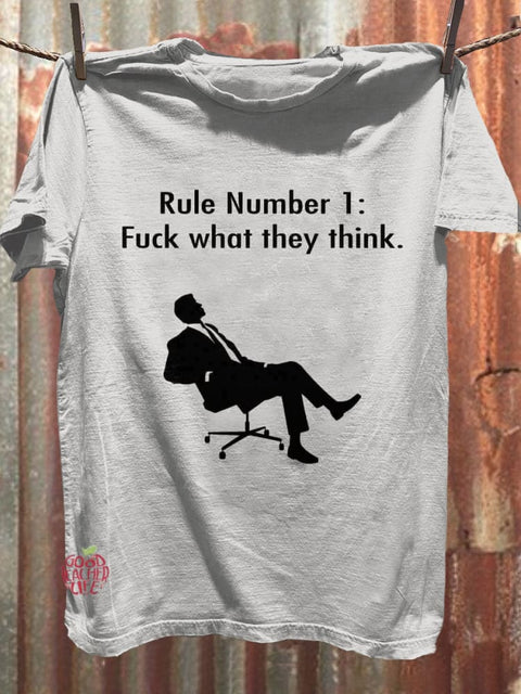 Funny Rules Letter  Art Print Casaul Short Sleeve T-shirt