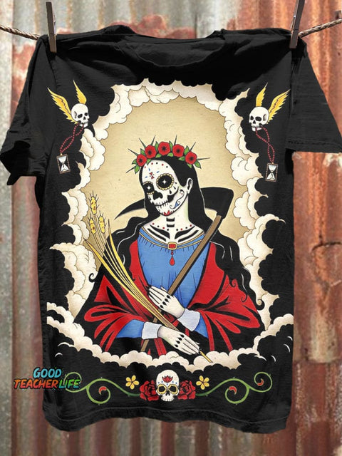Day Of The Dead Art Print Casaul Short Sleeve T-shirt