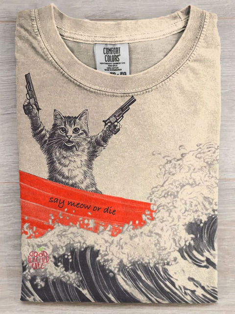 Catastrophic Meow-ment Art Print Casaul Short Sleeve T-shirt