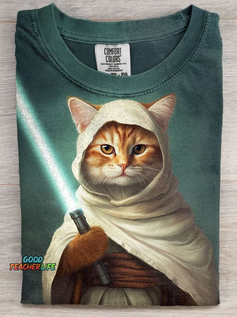 May Meow be with you Art Print Casaul Short Sleeve T-shirt
