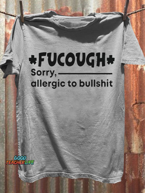 Fucough Funny Letter Art Print Casaul Short Sleeve T-shirt