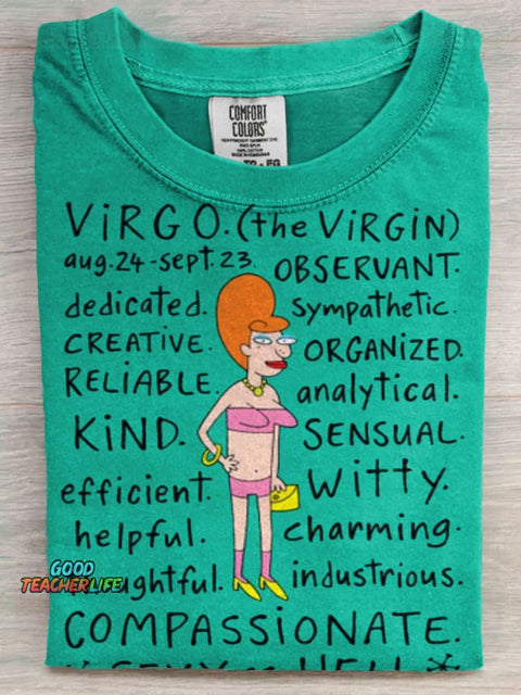 Horoscope Virgo Art Print Casaul Short Sleeve T-shirt