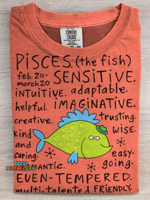 Horoscope Art Print Casaul Short Sleeve T-shirt