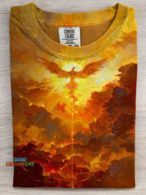 Phoenix Fancy Art Print Casaul Short Sleeve T-shirt