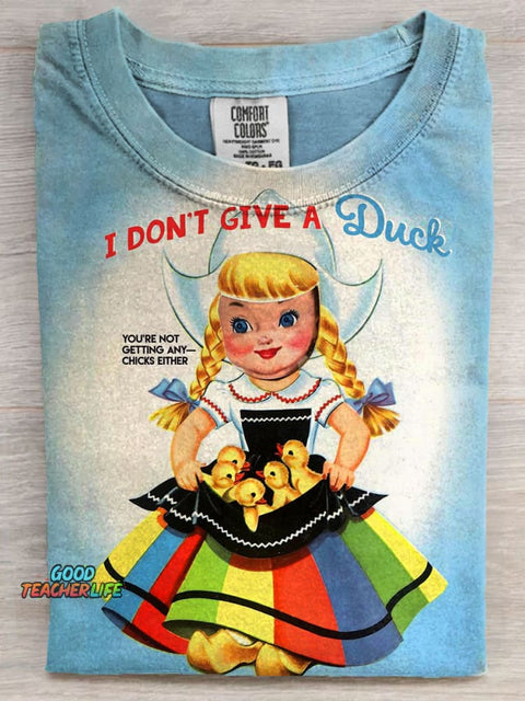 Vinatge Funny I Dont Give A Duck Art Casaul Short Sleeve T-shirt