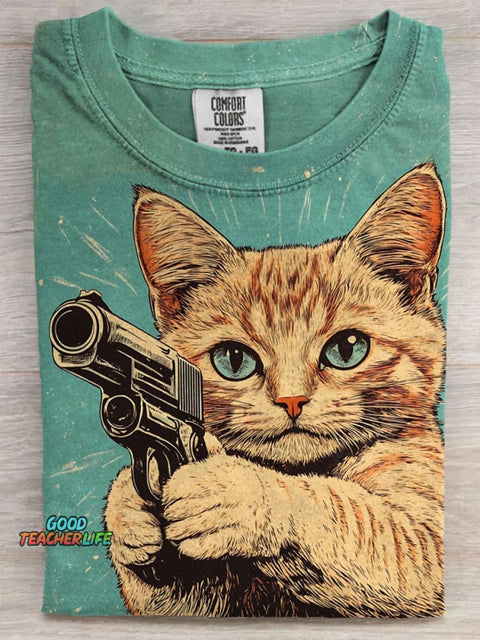 Funny Cat Art Casaul Short Sleeve T-shirt