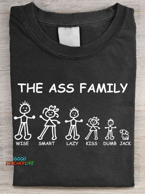 Funny Meet The Ass Family Art Print Casaul Short Sleeve T-shirt