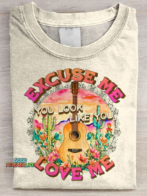 Excuse Me Art Print Casual Short Sleeve T-shirt