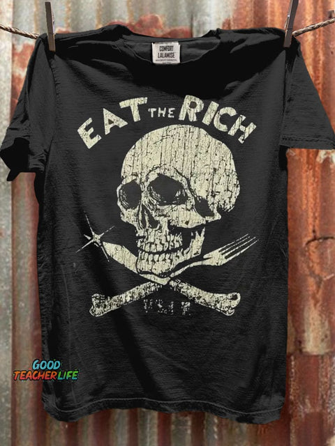 Eat The Rich Art Print Casaul Short Sleeve T-shirt