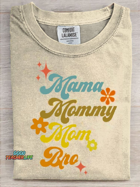 Mama mommy mom bro 70s style Art Print Casual Short Sleeve T-shirt