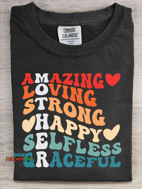Description of a Mother Mother's DayArt Print Casual Short Sleeve T-shirt